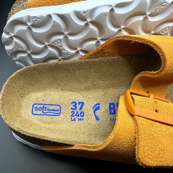 New! BIRKENSTOCK Arizona Women's Soft Bed Suede Mules Yellow Orange Size US 6 - Picture 16 of 16